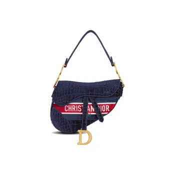 DIOR Saddle Velvet One Shoulder Handbags Women's Blue
