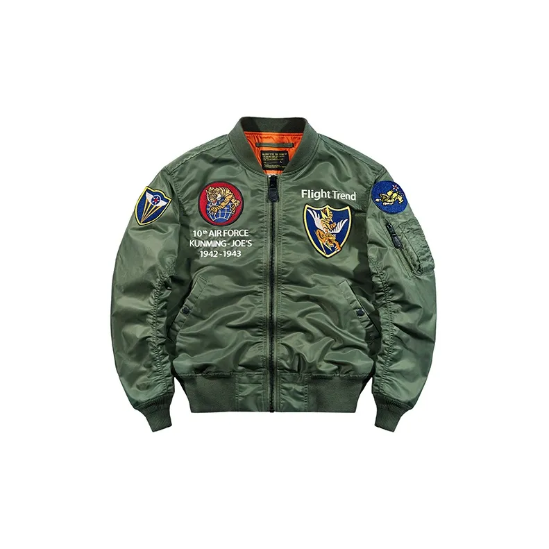 VIP Letter Pattern Embroidered Loose Fit Pilot Jackets & Coats Men's-8