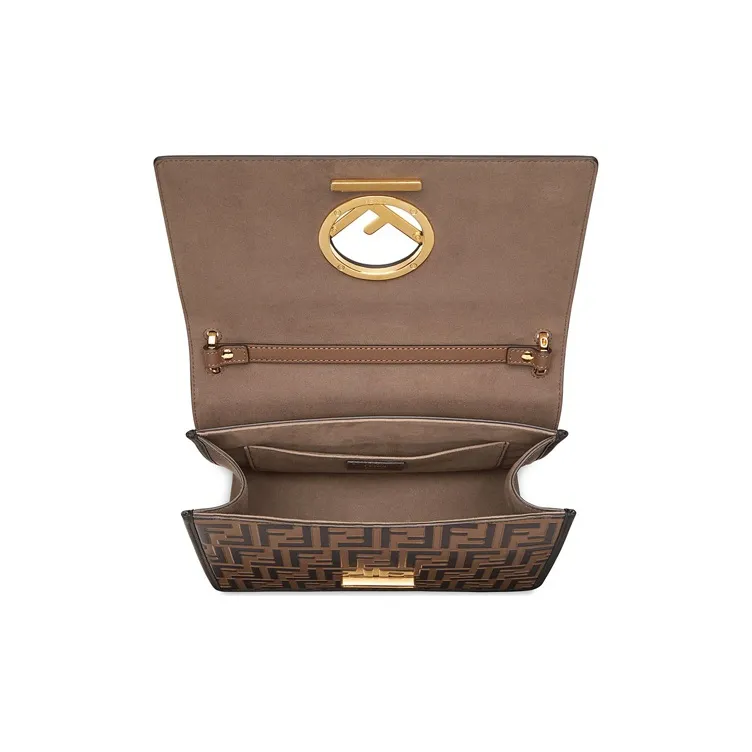 FENDI Kan I Cow Leather Crossbody Handbag Shoulder Bag Women's Chocolate-3