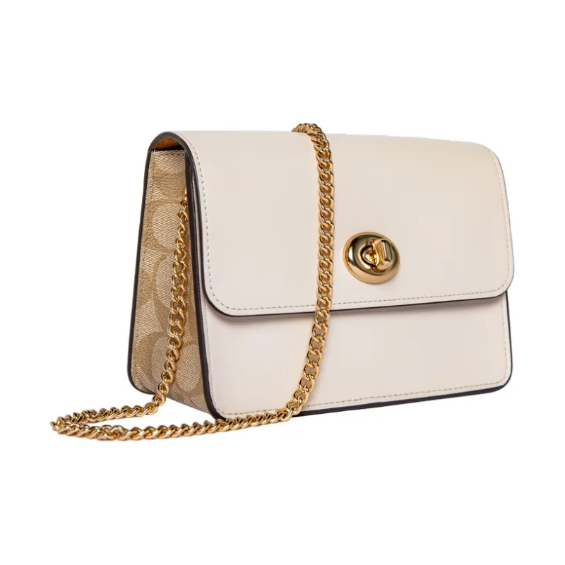 COACH Bowery Cow Leather Small Square Bag Portable Crossbody Bag Shoulder Bag Women's White-1