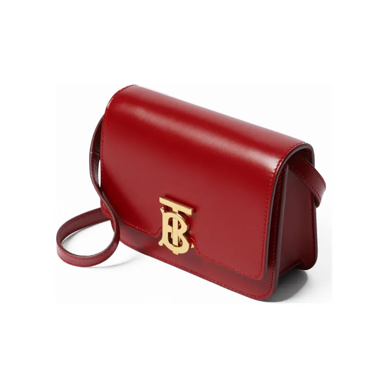 Burberry Leather Handheld Crossbody Bag Shoulder Bag Women's Deep Red-1