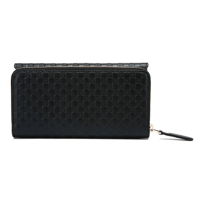 GUCCI Embossed Leather Wallet Unisex Black-2