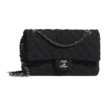 CHANEL Classic Flap CF Tweed Shoulder Bag Crossbody Bag Mini Women's Black