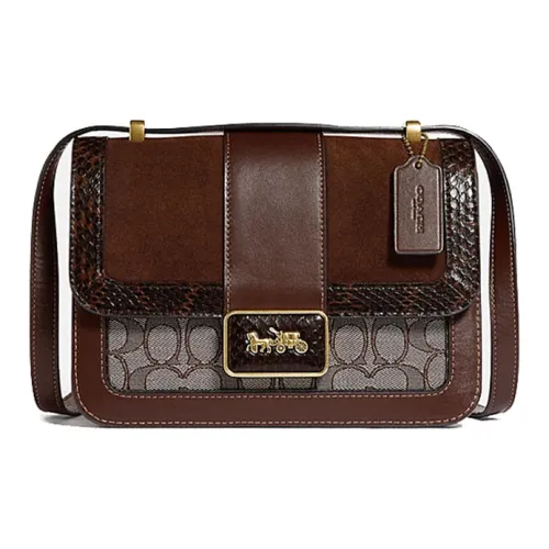 COACH Alie Fabric With Leather Messenger Bag Small Square Bag Crossbody Bag Shoulder Bag Women's Brown
