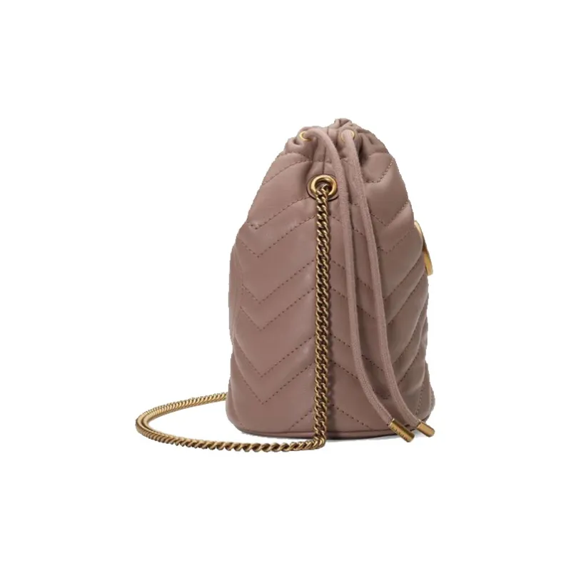 GUCCI GG Marmont Quilting Leather Bucket Bags Crossbody Bag Shoulder Bag Women's Nude Pink-3
