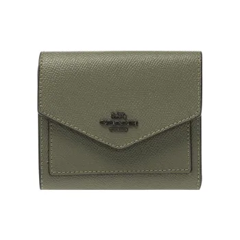 COACH Leather Wallet, Card Holder, Coin Purse Mini Women's Green