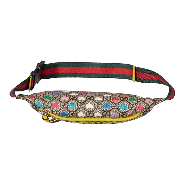 GUCCI Canvas With Leather Fanny Pack, Sling Bag, Kids' Bag Kids' Ebony/Yellow/Multicolor-4