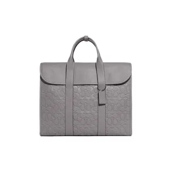 COACH Leather Briefcase Large Size Men's Gray