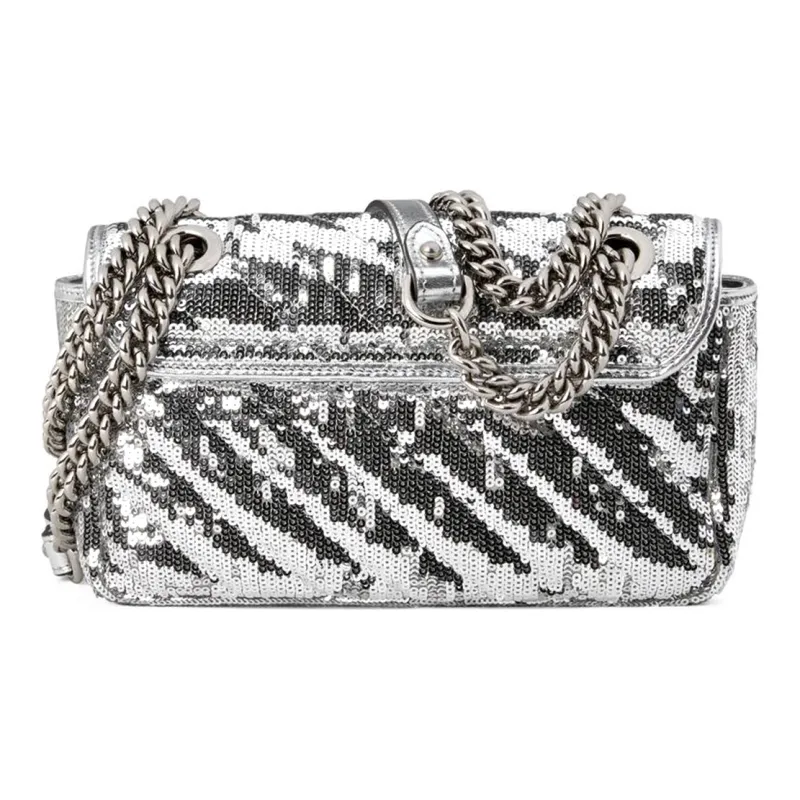 GUCCI GG Marmont Silk Crossbody Bag Shoulder Bag Women's Silver-3