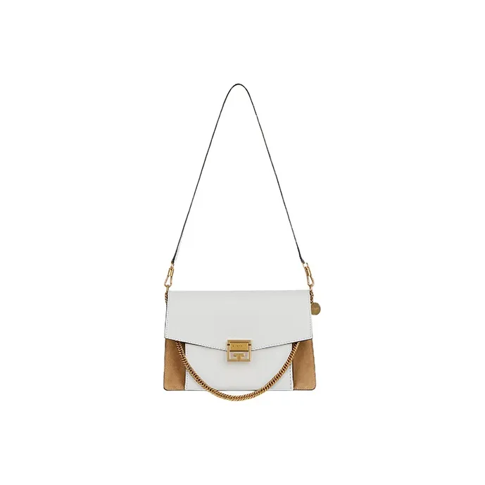 GIVENCHY GV3 Series Cow Leather Shoulder Bag, Crossbody Bag Medium Size Women's White & Camel-2