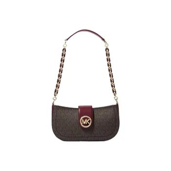 MICHAEL KORS Carmen PVC Crescent Bag Shoulder Bag Mini Women's Brown & Fuchsia
