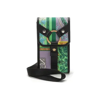FANSIZHE VERSACE Fabric Shoulder Bag With Cell Phone Pouch Men's Purple & Green & Multicolor