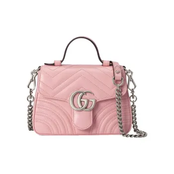 GUCCI Marmont Leather Messenger Bag, Crossbody Handbag, Shoulder Bag Mini Women's Pink Candy Color Unicorn