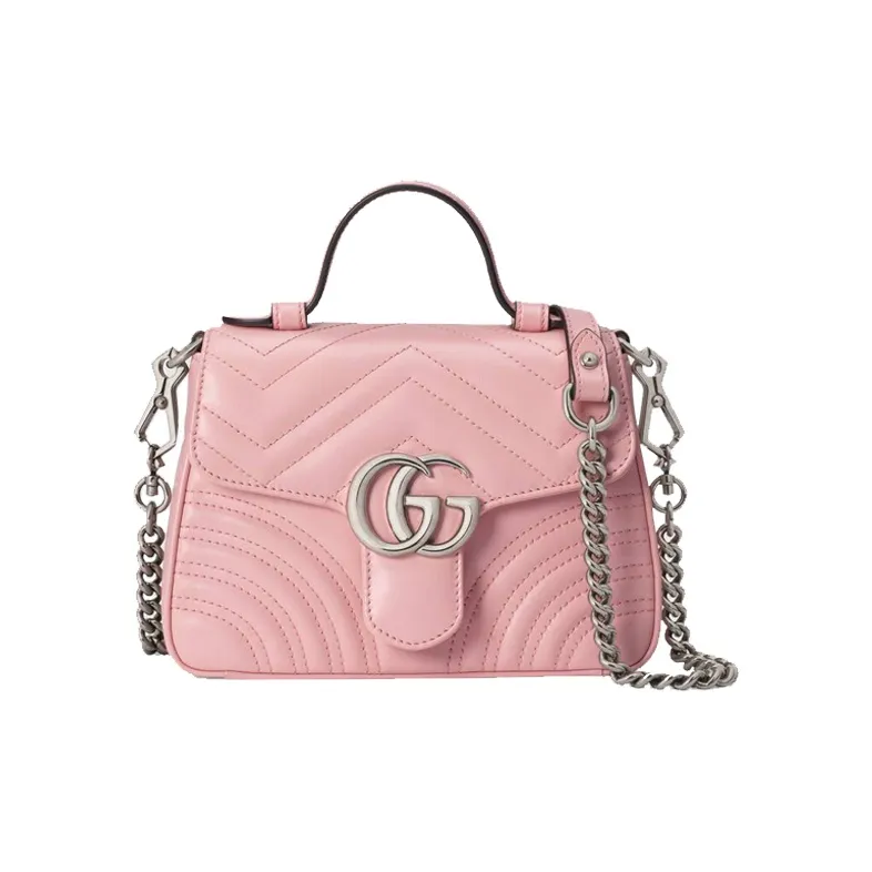 GUCCI Marmont Leather Messenger Bag, Crossbody Handbag, Shoulder Bag Mini Women's Pink Candy Color Unicorn-0