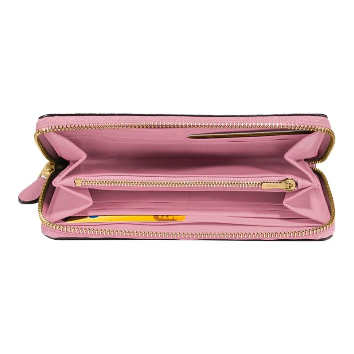 COACH Accordion Zip Leather Wallet Women's Cherry Blossom Pink-1