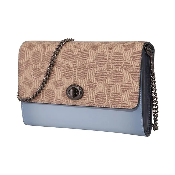 COACH Marlow Monogram Canvas Crossbody Bag Small Size Women's Khaki Blue-1