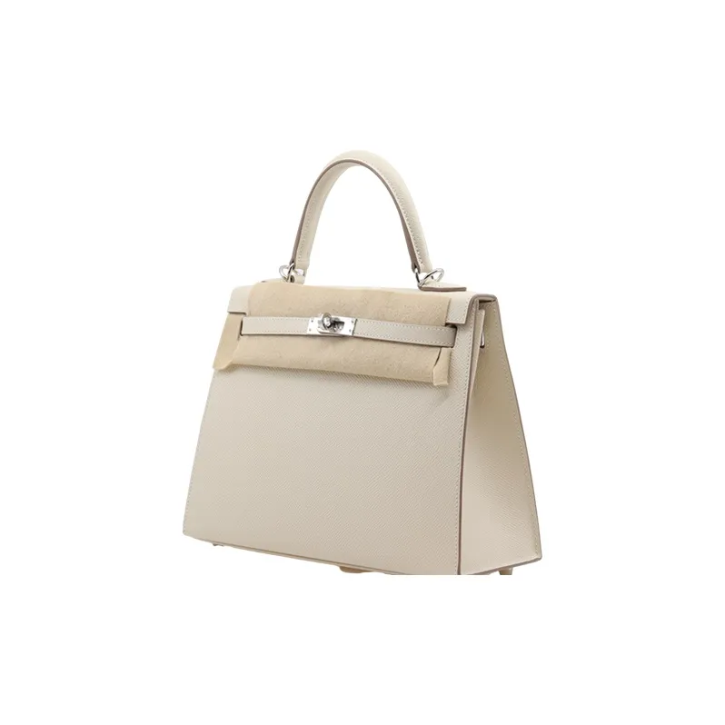HERMES Kelly Epsom Leather Kelly Bag, One Shoulder Handbag Women's 10 Craie Milkshake White-1