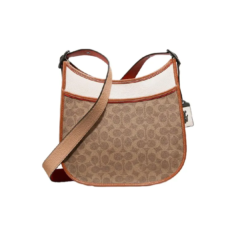 COACH Emery Canvas With Leather Shoulder Bag, Crossbody Bag Large Size Women's White & Multicolor-0