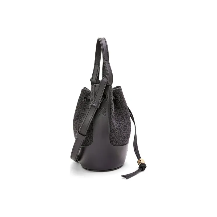 LOEWE Balloon Jacquard Fabric With Cow Leather Portable Crossbody Bag Shoulder Bag Women's Black-2