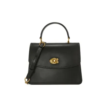 COACH Parker Calfskin Handbag, Shoulder Bag, Crossbody Bag Small Size Women's Black