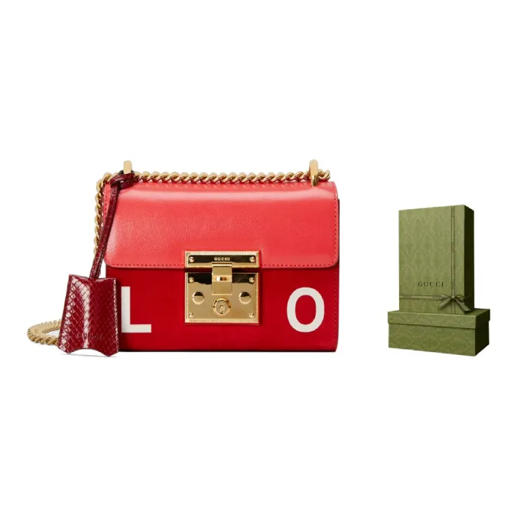 GUCCI Valentine's Day Collection Leather Shoulder Bag Women's Orange Red-7