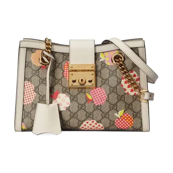 GUCCI Padlock Canvas Tote Bag Shopping Bag Portable Crossbody Bag Shoulder Bag Women's White & Ebony