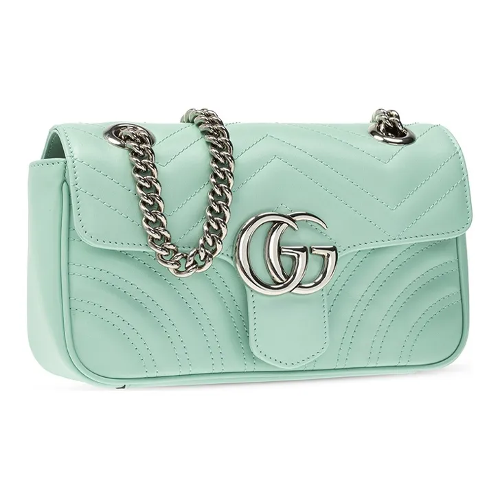 GUCCI Quilting Leather Chain Bag Crossbody Bag Shoulder Bag Women's Mint Green-1