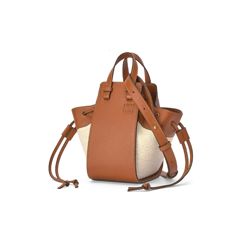 LOEWE Hammock Jacquard With Calfskin Hammock Bag Handbag Shoulder Bag Crossbody Bag Mini Women's Beige & Brown-1