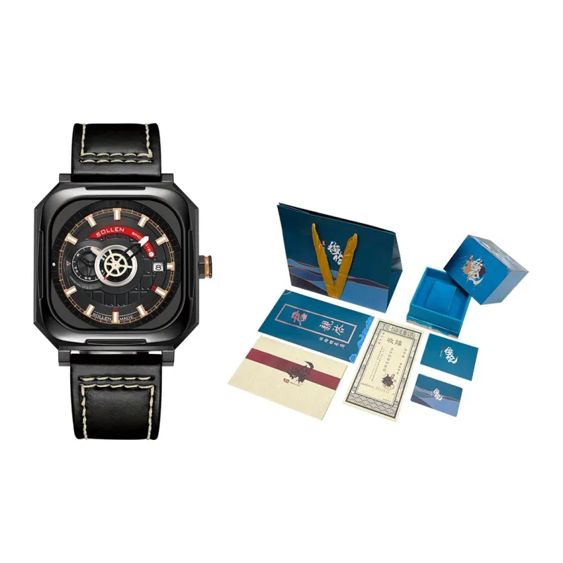 SOLLEN Terracotta Army Collaboration Automatic Mechanical Movement Watch Men's Watches Black Dial SL322-8