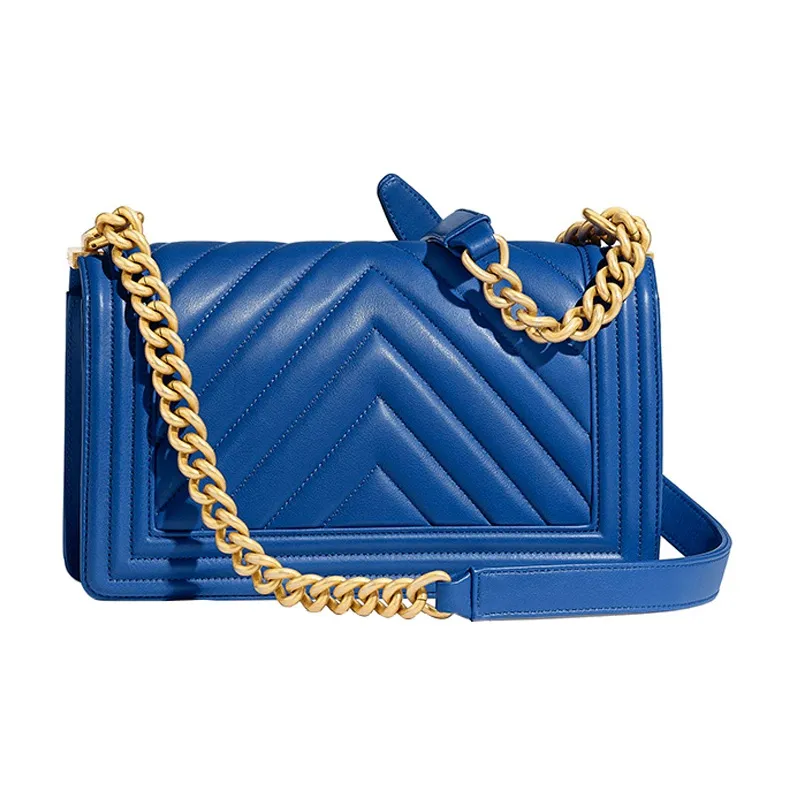CHANEL Leboy Calfskin Crossbody Bag, Shoulder Bag Women's Dark Blue-1