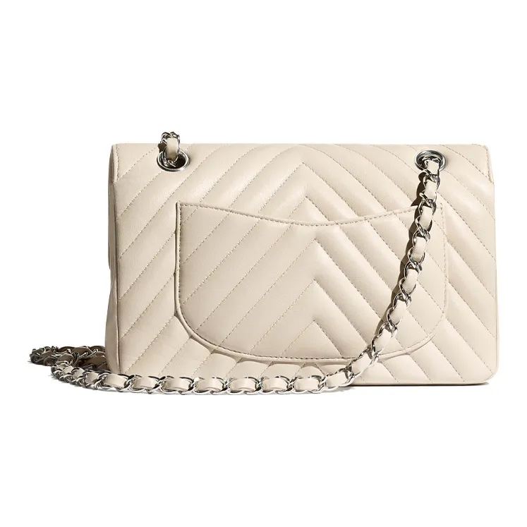 CHANEL Classic Flap CF Lambskin Crossbody Bags Women's Beige-1