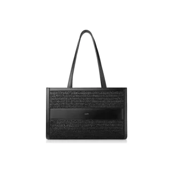INJOYLIFE Straw Woven Woven Bag Tote Bag Shopping Bag Shoulder Bag Regular Women's Black