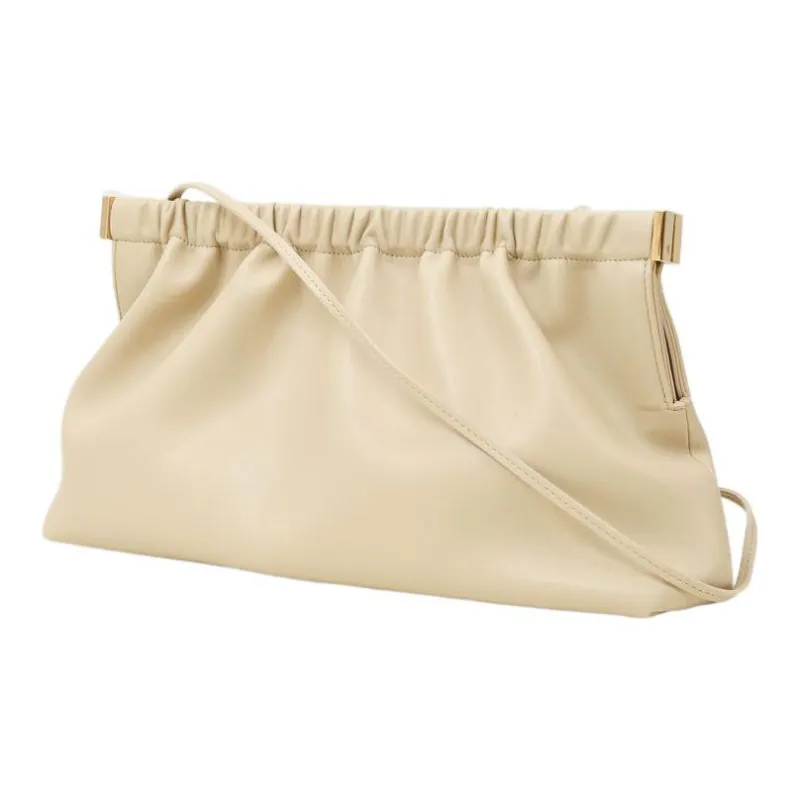 NANUSHKA Leather One Shoulder Crossbody Clutch Women's Beige-2