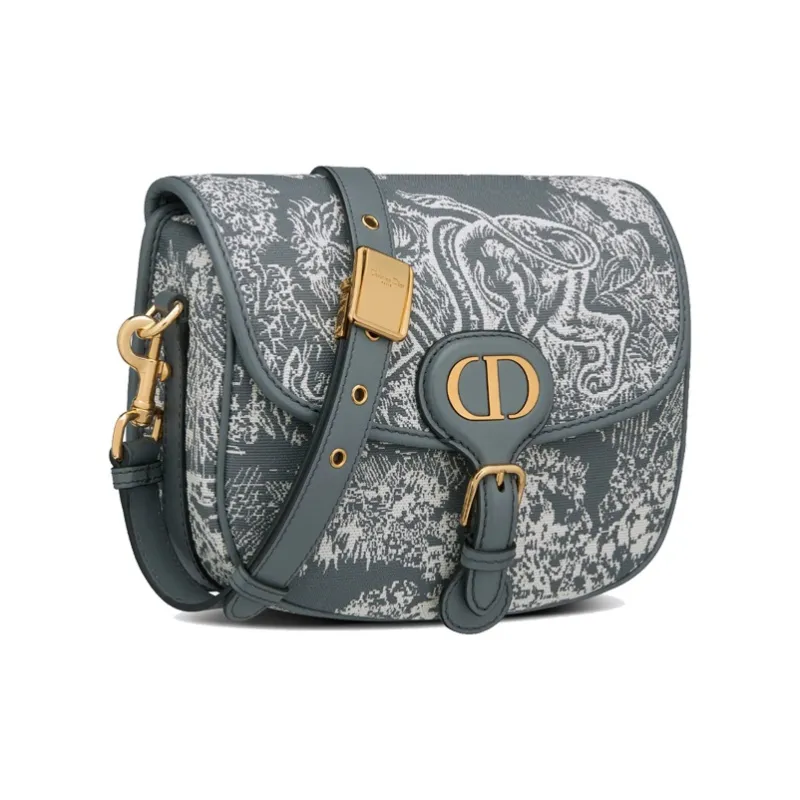 DIOR Bobby Jacquard Fabric One Shoulder Handbags Medium Size Women's Gray-1