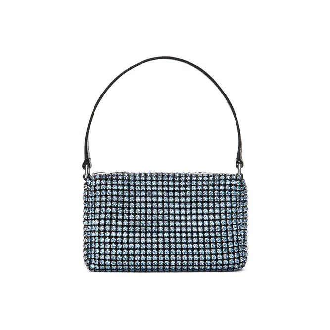 Alexander Wang Heiress Cow Leather Small Handbag, One Shoulder Bag, Handbag Medium Size Women's Blue-0