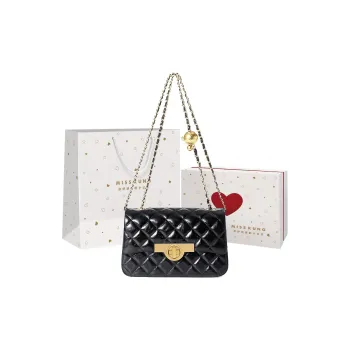 Miss Kung Cow Leather Crossbody Bag Small Size Women's Black
