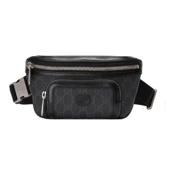 GUCCI Canvas With Leather Shoulder Bag, Crossbody Bag, Sling Bag, Fanny Pack Regular Men's Black Gray