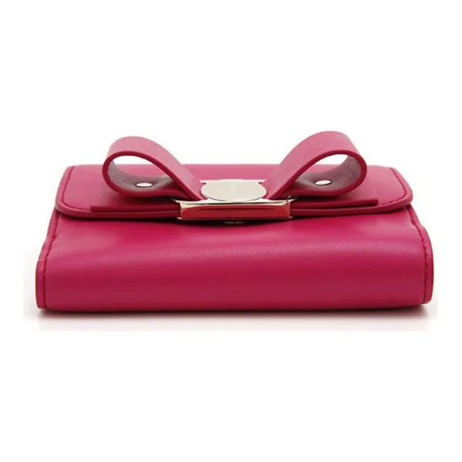 FERRAGAMO Vara Smooth Cow Leather Wallet Regular Women's Peach Pink-1