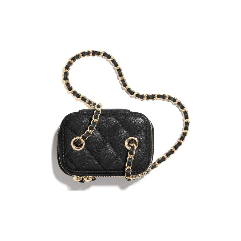 CHANEL 22c Early Spring Grain Embossed Cow Leather Crossbody Bags Mini Women's Black-2