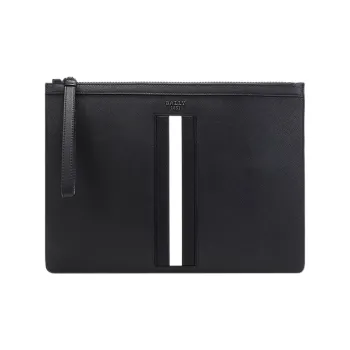BALLY Classic Coated Recycled Cow Leather Clutch Regular Men's Black