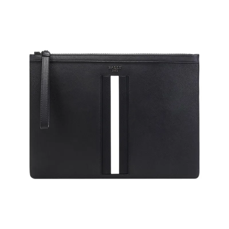 BALLY Classic Coated Recycled Cow Leather Clutch Regular Men's Black-0