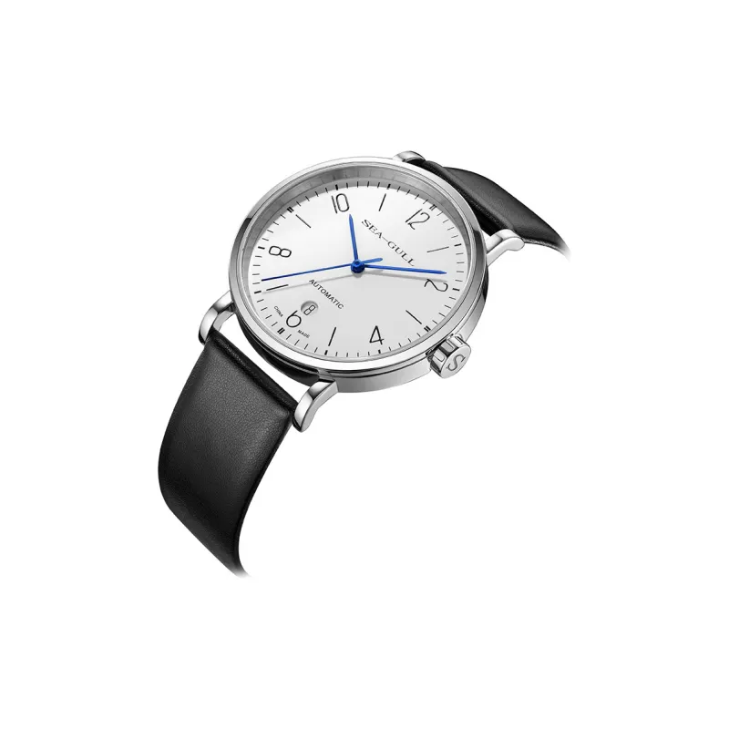 Sea Gull Automatic Mechanical Movement Genuine Leather Strap Watch Men's Watches White Dial-1