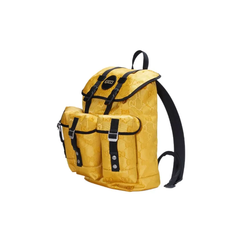 GUCCI Nylon And Leather Backpack Unisex Yellow/Black-1