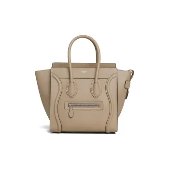CELINE Luggage Cow Leather Handbag Smile Bag One Shoulder Handbag Extra Mini Women's Sand Dune