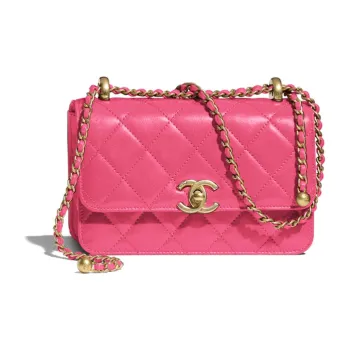 CHANEL 19Bag Calfskin Flap Bag Chain Coin Purse Crossbody Bag Mini Women's Pink