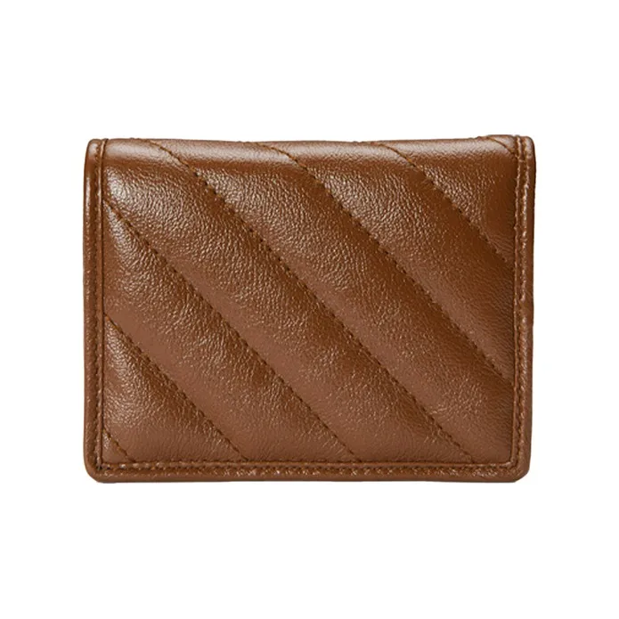GUCCI Marmont Quilting Leather Card Holder Women's Brown-1