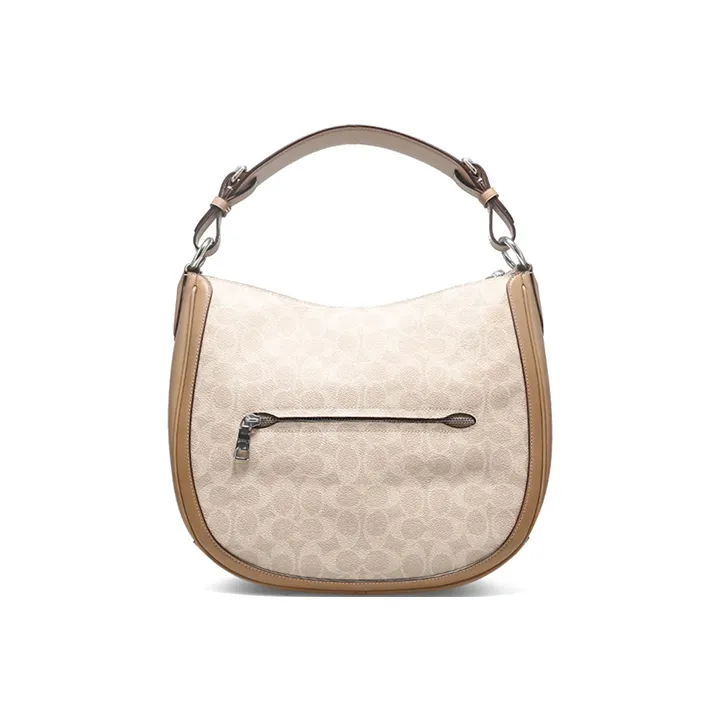 COACH Sutton Canvas Leather Crossbody Bag Handbag Shoulder Bag Large Size Women's Light Khaki Multicolor-2