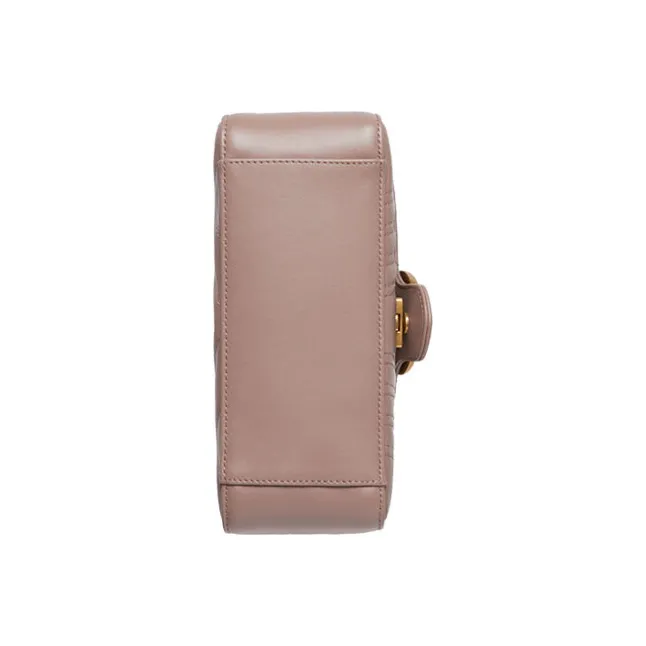 GUCCI GG Marmont Quilting Leather Messenger Bag Shoulder Bag Crossbody Bag Handbag Mini Women's Nude Pink-6