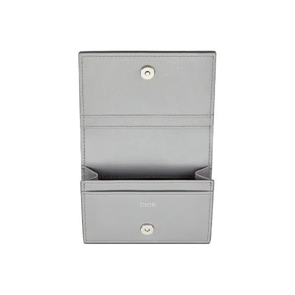 DIOR Leather Card Holder Coin Purse Men's Silver-2