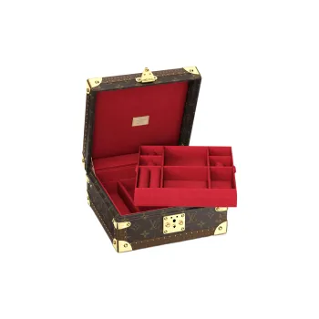 LOUIS VUITTON Canvas Jewelry Box Hard Case Women's Red Lining
